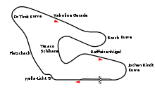 Österreichring med chikanen, der blev brugt fra 1977 til 1987