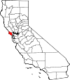 State map highlighting Marin County