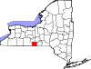 State map highlighting Chemung County