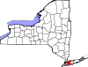 State map highlighting Nassau County