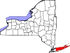 State map highlighting Suffolk County