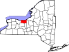 State map highlighting Wayne County