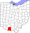 State map highlighting Adams County