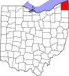 State map highlighting Ashtabula County