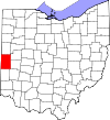 State map highlighting Darke County