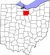 State map highlighting Huron County