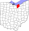 State map highlighting Lorain County