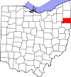 State map highlighting Mahoning County