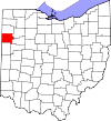 State map highlighting Van Wert County