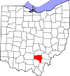 State map highlighting Vinton County