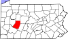 State map highlighting Indiana County