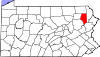 State map highlighting Lackawanna County