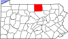 State map highlighting Tioga County