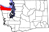 State map highlighting Clallam County