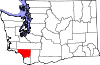 State map highlighting Cowlitz County