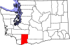 State map highlighting Skamania County