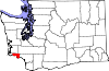 State map highlighting Wahkiakum County