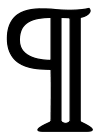 Et symbol, der nogle gange bruges til at vise, hvor et afsnit begynder