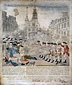 Paul Revere's famous engraving of the Boston Massacre (with color added)