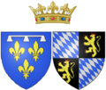 Erb Alžběty Šarloty Falcké, princezny falcké jako vévodkyně orleánské  