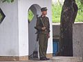 A DPRK soldier standing guard on the road to the JSA.