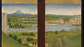 Detail from the Pérussis Altarpiece, the earliest depiction of the bridge, c. 1480. One arch near the center of the bridge has collapsed.