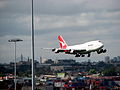 Qantas Boeing 747-300 landing at the airport