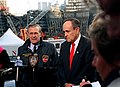 Rudolph Giuliani (2001) with Donald Rumsfeld at the site of the World Trade Center