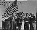 Children say the Pledge of Allegiance while at school in an internment camp