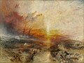 Painting of dead and dying slaves being thrown into the sea, by J.M.W. Turner