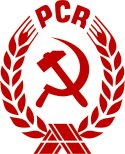 Das Wappen der Kommunistischen Partei in Rumänien.