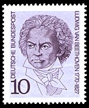 Beethovenas ant Vokietijos pašto ženklo.
