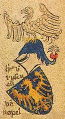 The coat of arms of Wladislaus II (Oppeln) from Armorial Gelre, Upper Silesia