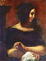 Costura de arena. Retrato de Delacroix, 1838. Originalmente parte de un cuadro en el que aparecen Sand y Chopin.  
