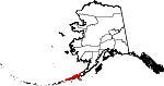 State map highlighting Aleutians East Borough