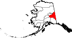 State map highlighting Southeast Fairbanks Census Area