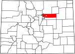 State map highlighting Adams County