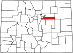 State map highlighting Arapahoe County