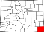 State map highlighting Baca County