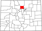 State map highlighting Boulder County