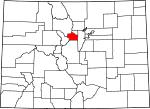 State map highlighting Clear Creek County