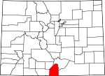 State map highlighting Costilla County