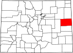 State map highlighting Kit Carson County