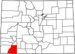 State map highlighting La Plata County