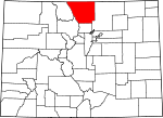 State map highlighting Larimer County