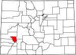 State map highlighting Ouray County