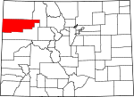 State map highlighting Rio Blanco County