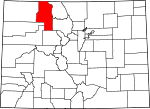 State map highlighting Routt County