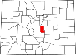 State map highlighting Teller County