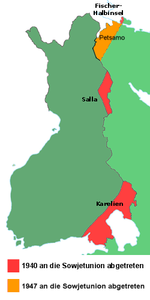 Finnish territorial losses in the Peace of Moscow (1940) and the Peace of Paris (1947)
